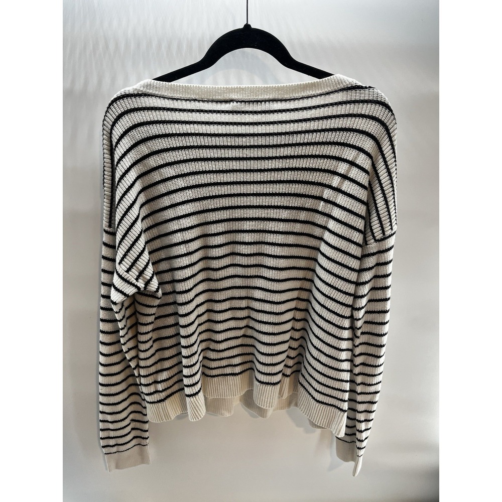 LRL  cream & black striped Off Shoulders coastal/farmhouse chic vibe XL - Picture 5 of 7